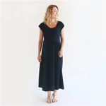 Kép 1/3 - Kismama maxi ruha 100% pamut kék és antracit Love2Wait m kék