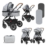 Kép 1/10 - Lorelli Lora SET babakocsi mózessé alakítható sport résszel - Cool Grey Elephant