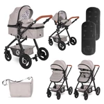Kép 1/10 - Lorelli Alexa SET babakocsi mózessé alakítható sport résszel - Opaline Grey Elephants
