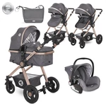 Kép 1/10 - Lorelli Alexa SET babakocsi mózessé alakítható sport résszel - Luxe Black