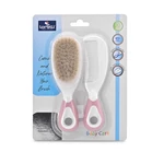 Kép 2/2 - Baby Care Fésű és hajkefe természetes sörtékkel - blush pink