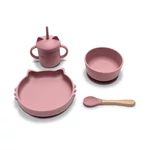Kép 1/3 - Lorelli Természetes szilikon 4 db-os étkészlet - Deep Pink