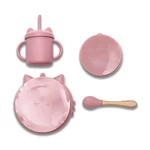 Kép 2/3 - Lorelli Természetes szilikon 4 db-os étkészlet - Deep Pink
