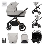 Kép 1/9 - Lorelli Bianca 3az1-ben újszülött babakocsi Lorelli Aria Luxe hordozóval - Beige (2 doboz)