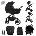 Kép 1/9 - Lorelli Bianca 3az1-ben újszülött babakocsi Lorelli Aria Luxe hordozóval - Black (2doboz)