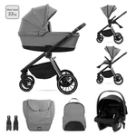 Kép 1/9 - Lorelli Bianca 3az1-ben újszülött babakocsi Lorelli Aria Luxe hordozóval - Grey (2doboz)