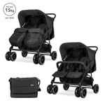 Kép 1/5 - Lorelli Twin iker babakocsi - Black + táska