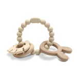 Kép 2/4 - Lorelli Nyuszi szilikon és bükkfa rágóka - Natural Beige