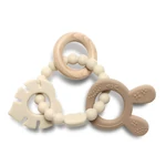 Kép 3/4 - Lorelli Nyuszi szilikon és bükkfa rágóka - Natural Beige
