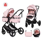 Kép 2/10 - Chipolino Amore babakocsi mózessé alakítható sportrésszel - Powder pink