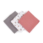 Kép 4/10 - Petite&Mars Bambusz muszlin 3db-os pelenka szett, Moussy Rose Rainbows, 68 x 68 cm