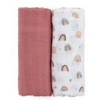 Kép 1/10 - Petite&Mars Bambusz muszlin 2db-os pelenka szett, Misty Rose Rainbow, 120 x 120 cm