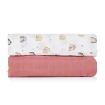 Kép 5/10 - Petite&Mars Bambusz muszlin 2db-os pelenka szett, Misty Rose Rainbow, 120 x 120 cm