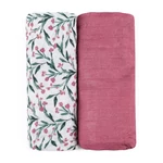 Kép 2/10 - PETITE&MARS Bambusz muszlin 2db-os pelenka szett Misty Pink Meadow 120 x 120 cm