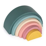 Kép 3/7 - Petite&Mars szilikon egymásra rakható játék, Rainbow, Misty Green, 12 hó+