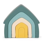 Kép 1/7 - Petite&Mars szilikon egymásra rakható játék, House, Misty Green, 12 hó+