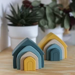 Kép 7/7 - Petite&Mars szilikon egymásra rakható játék, House, Misty Green, 12 hó+