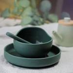 Kép 3/7 - Petite&Mars Szilikon tál tapadókoronggal, Take&Match, Misty Green, 6 hó+