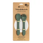 Kép 2/8 - Petite&Mars Szilikon evőeszközök, TAKE&MATCH, Misty Green, 6 hó+