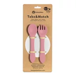 Kép 1/8 - Petite&Mars Szilikon evőeszközök, TAKE&MATCH, Dusty Rose, 6 hó+