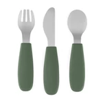 Kép 4/8 - PETITE&MARS Rozsdamentes acél evőeszközkészlet Take&Match Misty Green 12m+