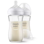 Kép 2/10 - Avent SCY933/02 Natural Response üvegből készült cumisüveg, 240 ml, 1 hó+ 2 db