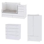 Kép 1/4 - Lorelli Maxi Plus kombi ágy 70x160 + Komód + Exclusive szekrény - White