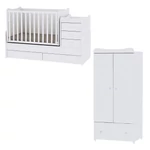 Kép 1/3 - Lorelli Maxi Plus kombi ágy 70x160 + Exclusive szekrény - White