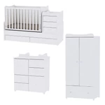 Kép 1/4 - Lorelli Maxi Plus kombi ágy 70x160 + Cupboard pelenkázó komód + Exclusive szekrény - White