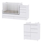 Kép 1/3 - Lorelli Maxi Plus kombi ágy 70x160 + Cupboard pelenkázó komód - White