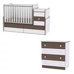 Kép 1/3 - Lorelli Maxi plus kombi ágy 70x160 + Komód - White & Walnut