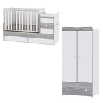 Kép 1/3 - Lorelli Maxi Plus kombi ágy 70x160 + Exclusive szekrény - White & Artwood