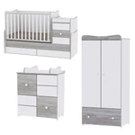 Kép 1/4 - Lorelli Maxi Plus kombi ágy 70x160 + Cupboard pelenkázó komód + Exclusive szekrény - White & Ar