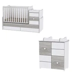 Kép 1/3 - Lorelli Maxi Plus kombi ágy 70x160 + Cupboard pelenkázó komód - White & Artwood