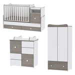 Kép 1/4 - Lorelli Trend PLUS kombi ágy 70x165 + Cupboard pelenkázó komód + Exclusive szekrény - White & C