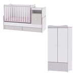Kép 1/3 - Lorelli Trend PLUS kombi ágy 70x165 + Exclusive szekrény - White & Pink Crossline