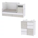 Kép 1/3 - Lorelli Trend PLUS kombi ágy 70x165 + Cupboard pelenkázó komód - White & Light Oak