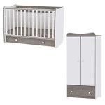Kép 1/3 - Lorelli Dream kiságy 60x120 + Exclusive szekrény - White & Coffee