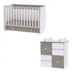 Kép 1/3 - Lorelli Dream kiságy 60x120 + Cupboard pelenkázó komód - White & Coffee