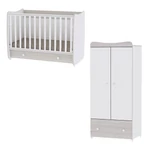 Kép 1/3 - Lorelli Dream kiságy 60x120 + Exclusive szekrény - White & Light Oak