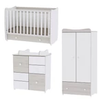 Kép 1/4 - Lorelli Dream kiságy 60x120 + Cupboard pelenkázó komód + Exclusive szekrény - White & Light Oak