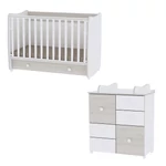 Kép 1/3 - Lorelli Dream kiságy 60x120 + Cupboard pelenkázó komód - White & Light Oak