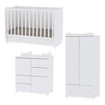 Kép 1/4 - Lorelli Dream kiságy 70x140 + Cupboard pelenkázó komód + Exclusive szekrény - White
