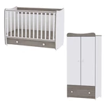 Kép 1/3 - Lorelli Dream kiságy70x140 + Exclusive szekrény - White & Coffee