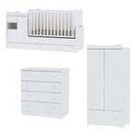 Kép 1/4 - Lorelli MiniMax kombi ágy 72x190 + Komód + Exclusive szekrény - White