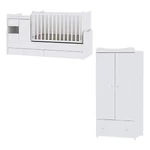 Kép 1/3 - Lorelli MiniMax kombi ágy 72x190 + Exclusive szekrény - White