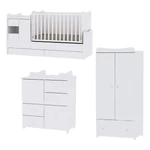 Kép 1/4 - Lorelli MiniMax kombi ágy 72x190 + Cupboard pelenkázó komód + Exclusive szekrény - White