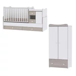 Kép 1/3 - Lorelli MiniMax kombi ágy 72x190 + Exclusive szekrény - White & Amber 