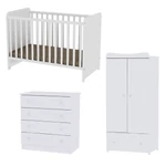 Kép 1/4 - Lorelli Sweet Dream kiságy 60x120 + Komód + Exclusive szekrény - White