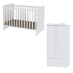 Kép 1/3 - Lorelli Sweet Dream kiságy 60x120 + Exclusive szekrény - White